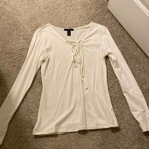 Forever 21 White Long Sleeve w/ Tied Top ; Size M